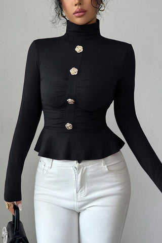 Elegant Button-Up Peplum Top