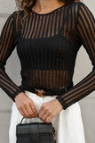 Textured Mesh Long Sleeve Top