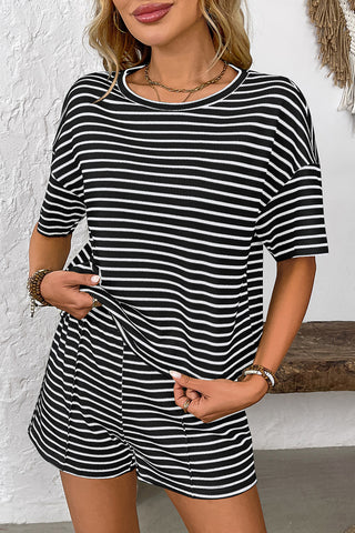 Striped Casual Short Set
