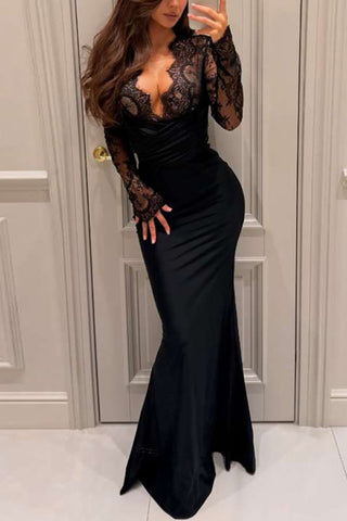 Lace Detail Evening Gown