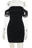 Off-Shoulder Ruched Casual Dress