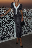 Polka Dot Midi Dress with Collar