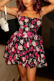 Floral Halter Neck Casual Dress