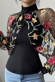 Floral Detail Sheer Blouse