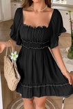 Square Neck Ruffle Mini Dress
