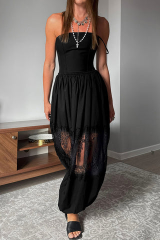 Lace Detail Casual Wide-Leg Pants