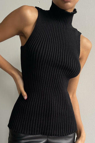 Sleeveless Ribbed Knit Tank Top