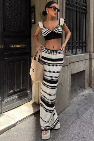 Geometric Knit Skirt Set