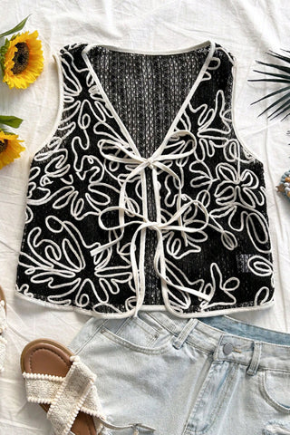 Floral Tie-Front Vest