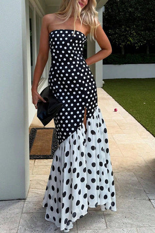 Strapless Polka Dot Maxi Dress
