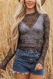 Graphic Mesh Long Sleeve Top