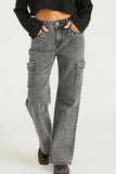 Cargo Pocket Straight-Leg Jeans