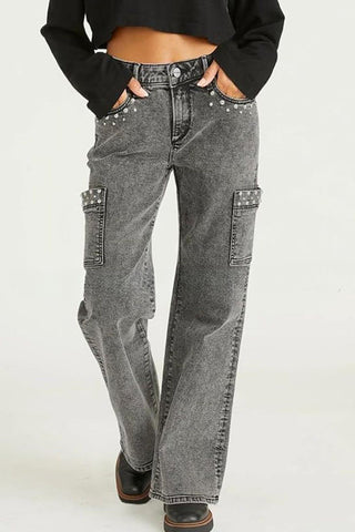 Cargo Pocket Straight-Leg Jeans