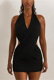 Draped Halter Casual Dress