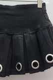 Pleated Grommet Mini Skirt
