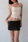 Floral Embellished Sequin Mini Skirt