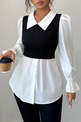 Layered Collar Long Sleeve Shirt