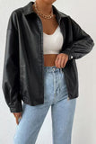 Zip-Front Leather Look Jacket