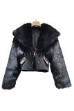 Zip-Front Cropped Faux Fur Jacket