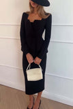 Elegant Double-Breasted Skirt Set