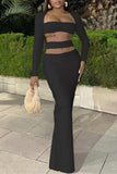 Elegant Long Sleeve Skirt Set