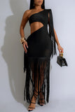 Elegant Cut-Out Fringe Casual Dress