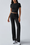 Short-Sleeve Crop Top and Pants Set