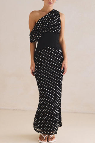 Off-Shoulder Polka Dot Night Dress