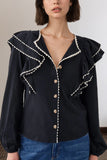 Ruffled Button-Up Blouse
