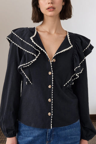 Ruffled Button-Up Blouse