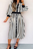 Striped Button-Front Casual Dress