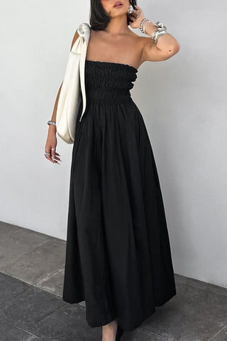 Strapless Maxi Dress with Flared Skirt