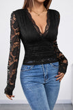 Elegant Lace V-Neck Blouse