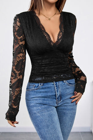 Elegant Lace V-Neck Blouse