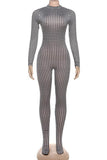 High-Neck Houndstooth Jumpsuit