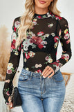 Floral Mesh Long Sleeve Top