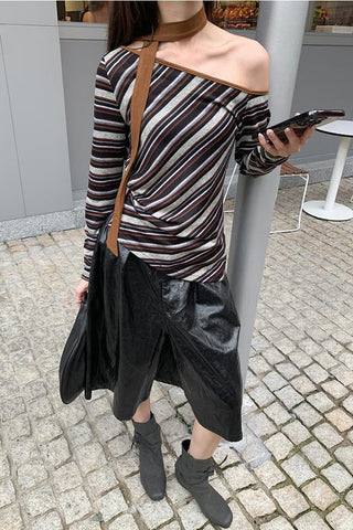 Striped Asymmetrical Blouse