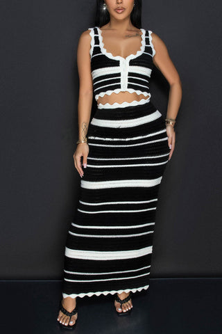 Striped Knit Skirt Set