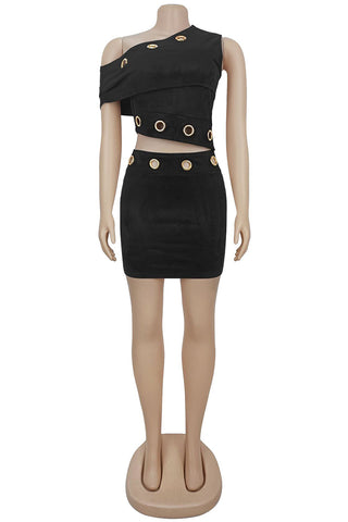 Statement Grommet Skirt Set