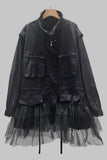 Military-Inspired Tulle Trim Jacket