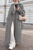 Oversized Houndstooth Long Coat
