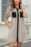 Stripe Color Block Patchwork Mini Dress