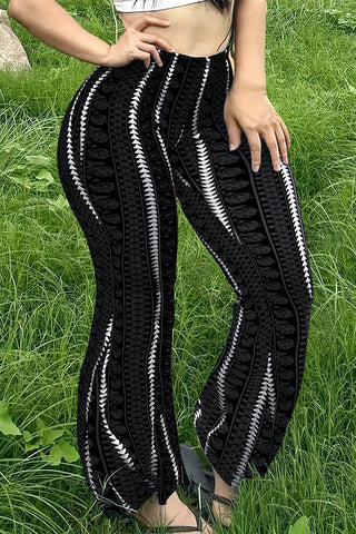 Geometric Pattern Flare Casual Pants