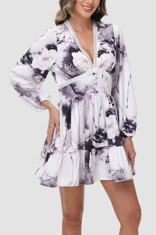 Floral Puff Sleeve Casual Dress