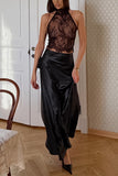 Elegant Lace Halter Skirt Set