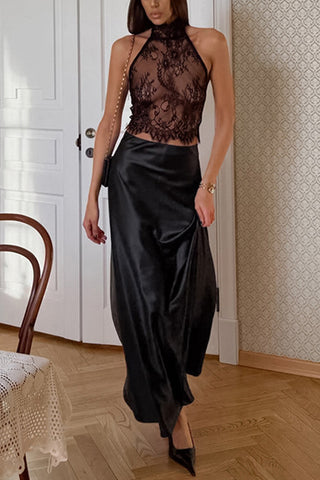 Elegant Lace Halter Skirt Set
