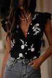 Flutter Sleeve Floral Button Blouse