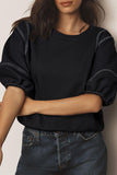Stylish Mock Neck Puff Sleeve Top