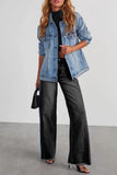 Wide-Leg Raw Hem Denim Jeans