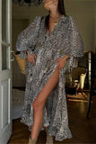 Long Sleeve Printed Casual Dress